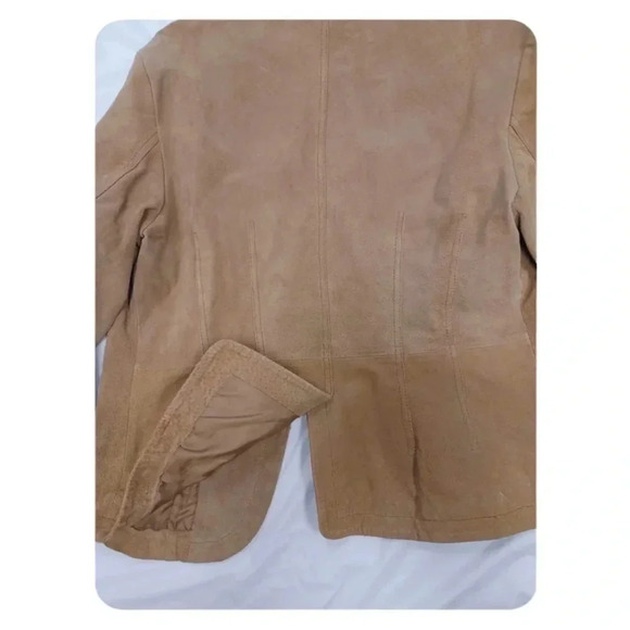 Atmosphere 100%  Leather Tan Suede Jacket Size Large - Picture 8 of 11